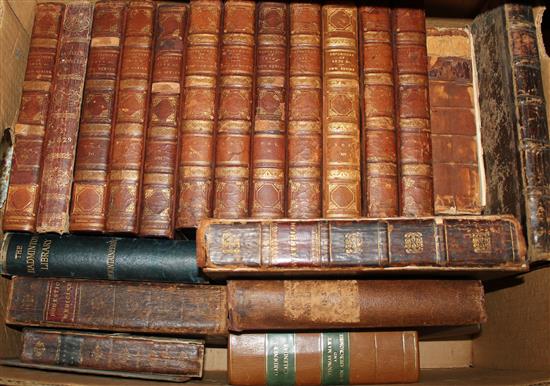 Box of leather bound books